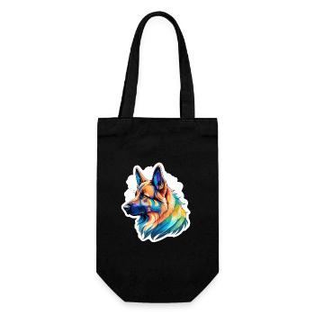 Deutscher Schäferhund Wasserfarben - Geschenkbeutel für Flaschen - Schwarz - Vorne