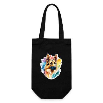 Deutscher Schäferhund Wasserfarben - Geschenkbeutel für Flaschen - Schwarz - Vorne