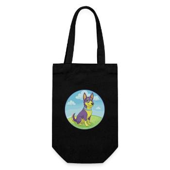 Australischer Kelpie Hund Niedliches Kawaii Cartoon Tier - Geschenkbeutel für Flaschen - Schwarz - Vorne