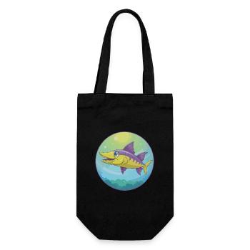 Barracuda mignon Kawaii dessin animé Clipart Animal de compagnie - Sac à bouteille - noir - Devant
