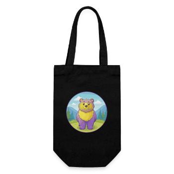 ours mignon kawaii dessin animé clipart animal de compagnie - Sac à bouteille - noir - Devant