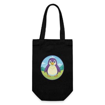 Pinguin Niedlich Kawaii Cartoon Clipart Tier Haustier - Geschenkbeutel für Flaschen - Schwarz - Vorne