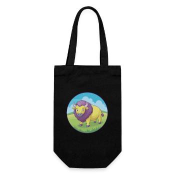 Bison mignon Kawaii dessin animé Clipart Animal de compagnie - Sac à bouteille - noir - Devant