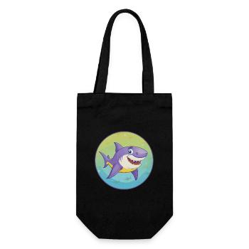 requin mignon kawaii dessin animé clipart animal de compagnie - Sac à bouteille - noir - Devant