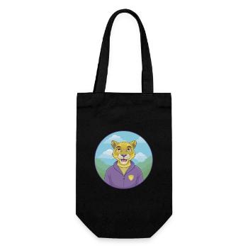 Cougar Cute Kawaii Cartoon Clipart Animal Pet - Gift Bag for Bottles - black - Front