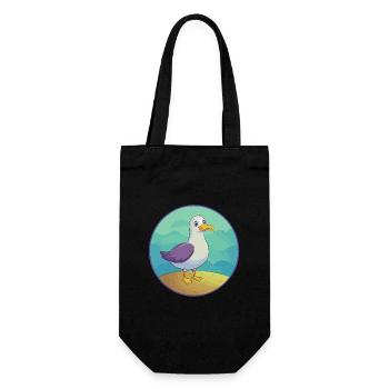 Seagull Cute Kawaii Cartoon Clipart Animal Pet - Gift Bag for Bottles - black - Front