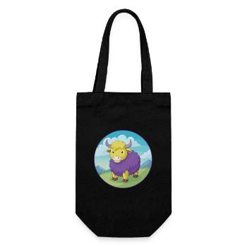 Yak mignon Kawaii dessin animé Clipart Animal de compagnie - Sac à bouteille - noir - Devant