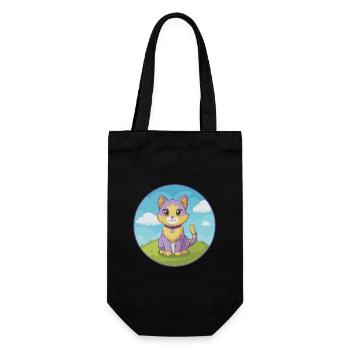 Katze Niedlich Kawaii Cartoon Clipart Tier Haustier - Geschenkbeutel für Flaschen - Schwarz - Vorne