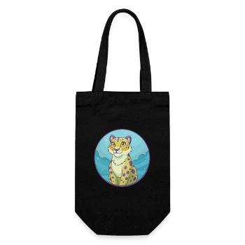 léopard des neiges mignon kawaii dessin animé clipart animal - Sac à bouteille - noir - Devant