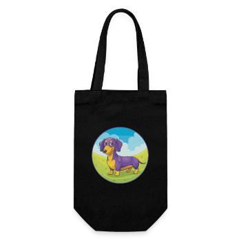 Dachshund Dog Cute Kawaii Cartoon Clipart Animal - Gift Bag for Bottles - black - Front