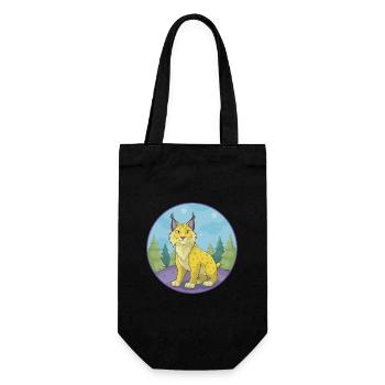 Luchs Niedliche Kawaii Cartoon Clipart Tier Haustier - Geschenkbeutel für Flaschen - Schwarz - Vorne