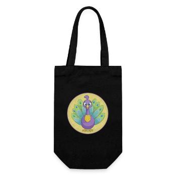 Peacock Cute Kawaii Cartoon Clipart Animal Pet - Gift Bag for Bottles - black - Front