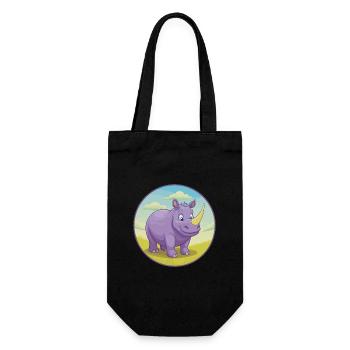 rhinocéros mignon kawaii dessin animé clipart animal de compagnie - Sac à bouteille - noir - Devant