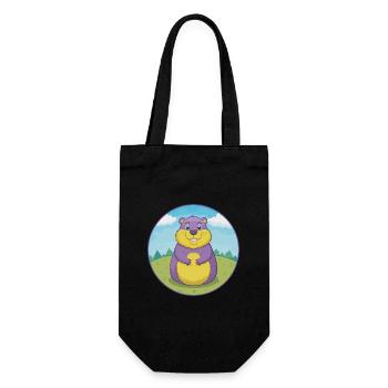 Groundhog Cute Kawaii Cartoon Clipart Animal Pet - Gift Bag for Bottles - black - Front