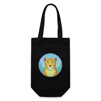 Jaguar Niedliche Kawaii Cartoon Clipart Tier Haustier - Geschenkbeutel für Flaschen - Schwarz - Vorne