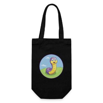 Ver de terre mignon Kawaii dessin animé Clipart Animal de compagnie - Sac à bouteille - noir - Devant