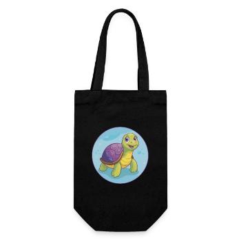 Turtle Cute Kawaii Cartoon Clipart Animal Pet - Gift Bag for Bottles - black - Front