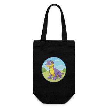 Komodo Dragon Cute Kawaii Cartoon Clipart Animal - Gift Bag for Bottles - black - Front