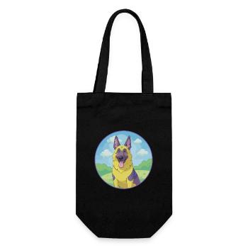 German Shepherd Dog Cute Kawaii Cartoon Animal Pet - Gift Bag for Bottles - black - Front