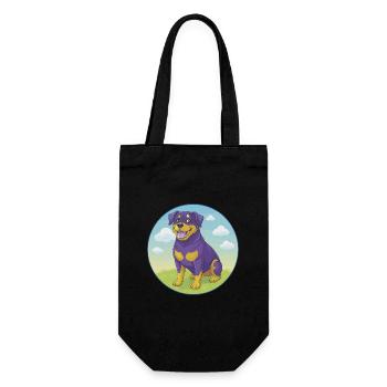 Rottweiler chien mignon Kawaii dessin animé Clipart Animal - Sac à bouteille - noir - Devant