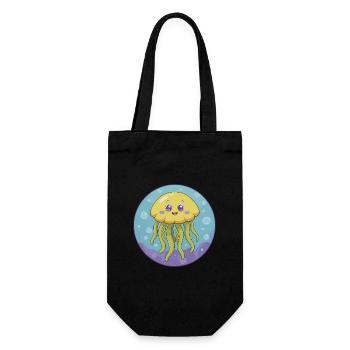 Méduse mignon Kawaii dessin animé Clipart Animal de compagnie - Sac à bouteille - noir - Devant