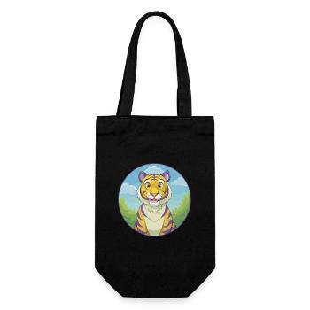tigre mignon kawaii dessin animé clipart animal de compagnie - Sac à bouteille - noir - Devant