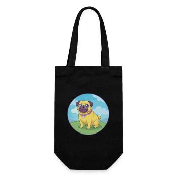 Carlin Chien Mignon Kawaii Dessin animé Clipart Animal Animal de compagnie - Sac à bouteille - noir - Devant