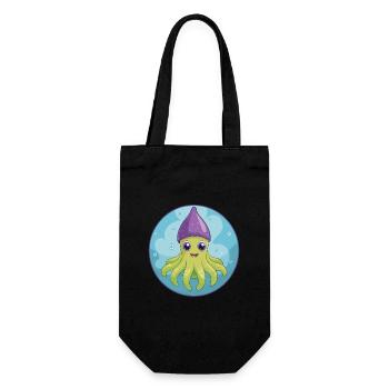 Squid Cute Kawaii Cartoon Clipart Animal Pet - Gift Bag for Bottles - black - Front