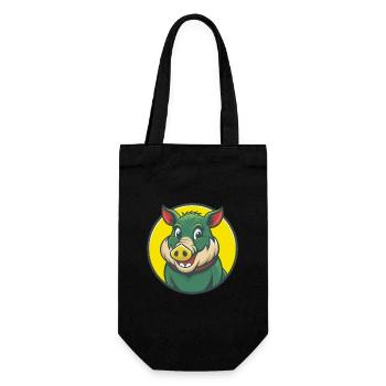 Sanglier Mignon Kawaii Dessin animé Clipart Animal de compagnie - Sac à bouteille - noir - Devant
