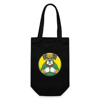 Boxer Hund Niedlich Kawaii Cartoon Clipart Haustier Tier - Geschenkbeutel für Flaschen - Schwarz - Vorne