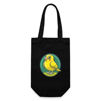Canari Oiseau Mignon Kawaii Dessin animé Clipart Animal de compagnie - Sac à bouteille - noir - Devant
