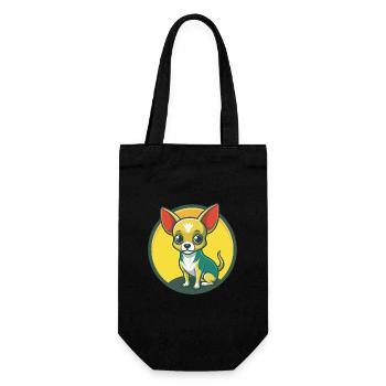Chihuahua Dog Cute Kawaii Cartoon Clipart Animal - Gift Bag for Bottles - black - Front