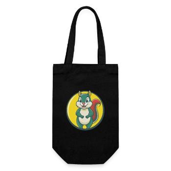 Eichhörnchen Niedlich Kawaii Cartoon Clipart Haustier Tier - Geschenkbeutel für Flaschen - Schwarz - Vorne