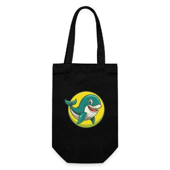 Blue whale Cute Kawaii Cartoon Clipart Pet Animal - Gift Bag for Bottles - black - Front