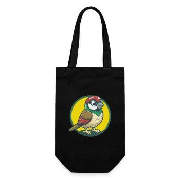 Spatz Niedlich Kawaii Cartoon Clipart Haustier Tier - Geschenkbeutel für Flaschen - Schwarz - Vorne