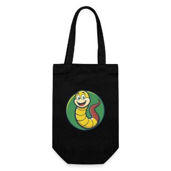 Ver de terre mignon Kawaii dessin animé Clipart Animal de compagnie - Sac à bouteille - noir - Devant