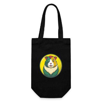 Cochon d’Inde Mignon Kawaii Dessin animé Clipart Animal de compagnie - Sac à bouteille - noir - Devant