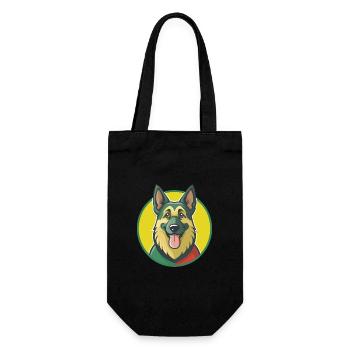 German Shepherd Dog Cute Kawaii Cartoon Pet Animal - Gift Bag for Bottles - black - Front