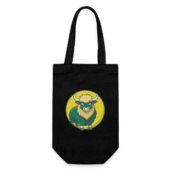 Yak Mignon Kawaii Dessin animé Clipart Animal de compagnie - Sac à bouteille - noir - Devant