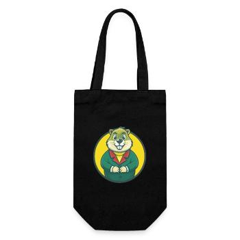 Groundhog Cute Kawaii Cartoon Clipart Pet Animal - Gift Bag for Bottles - black - Front