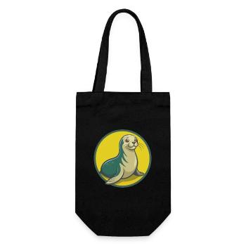 phoque mignon Kawaii dessin animé Clipart Animal de compagnie - Sac à bouteille - noir - Devant