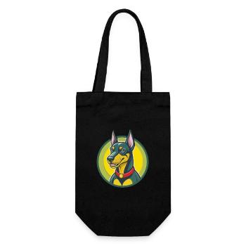 German Pinscher Dog Cute Kawaii Cartoon Pet Animal - Gift Bag for Bottles - black - Front