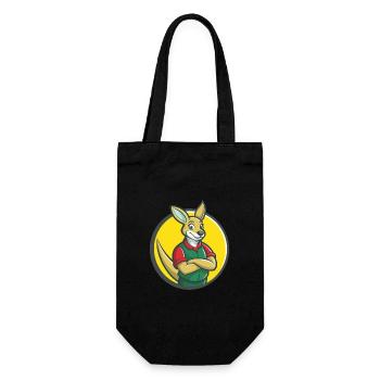 Kangaroo Cute Kawaii Cartoon Clipart Pet Animal - Gift Bag for Bottles - black - Front