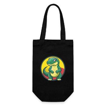 Komodo Dragon Cute Kawaii Cartoon Clipart Animal - Gift Bag for Bottles - black - Front
