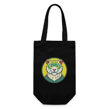 léopard des neiges mignon kawaii dessin animé clipart animal - Sac à bouteille - noir - Devant