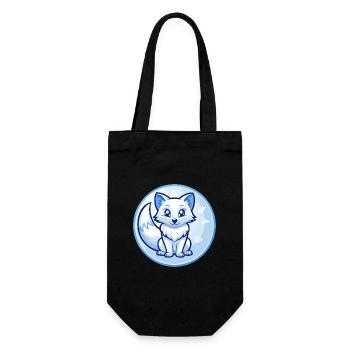 Renard arctique bleu Kawaii Dessin animé Personnage Clipart - Sac à bouteille - noir - Devant