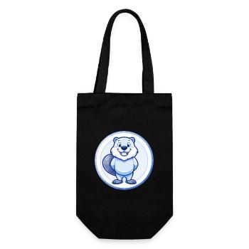 Beaver Blue Kawaii Cartoon Character Clipart Pet - Gift Bag for Bottles - black - Front