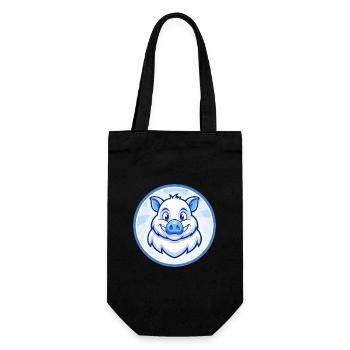 Sanglier Bleu Kawaii Dessin Animé Personnage Clipart Animal de compagnie - Sac à bouteille - noir - Devant