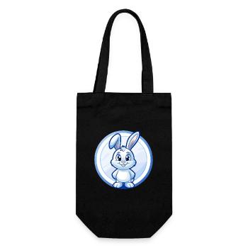 Lapin Bleu Kawaii Dessin Animé Personnage Clipart Animal de compagnie - Sac à bouteille - noir - Devant