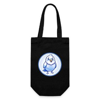 Canari Oiseau Bleu Kawaii Dessin Animé Personnage Clipart - Sac à bouteille - noir - Devant